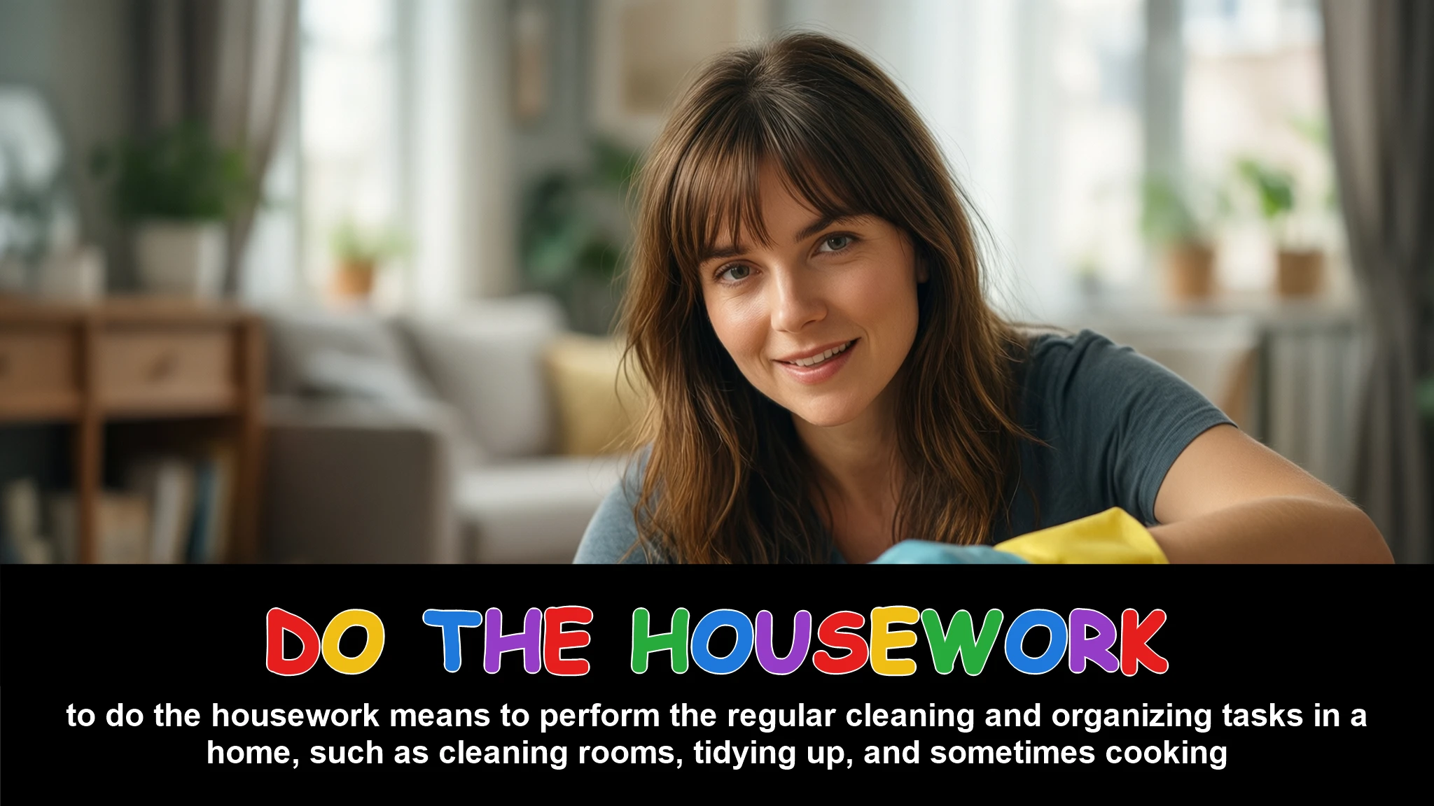 English Illustration for do the housework